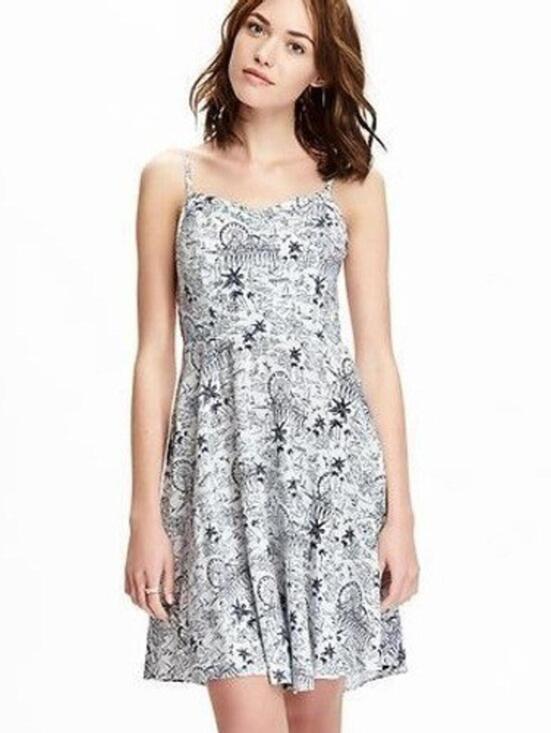 Old Navy Dresses & Skirts - Old Navy $59 Large Blue White Coastal Toile Print Cami Smocked Back Dress